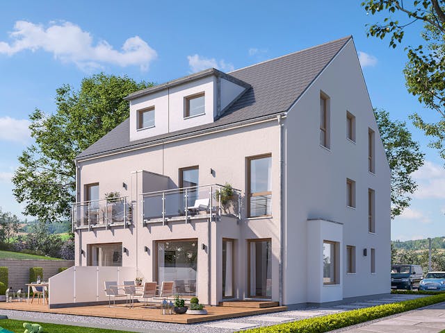 Fertighaus Solution 117 XL V4 von Living Fertighaus Schlüsselfertig ab 470310€, Satteldach-Klassiker Außenansicht 1