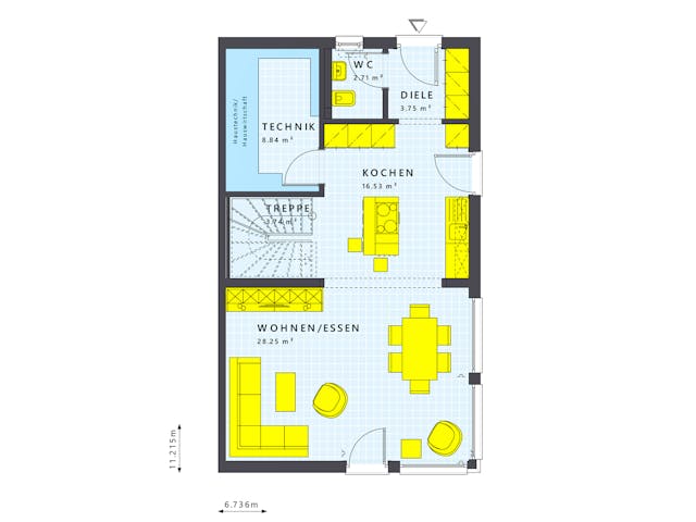 Fertighaus SOLUTION 124 L V2 von Living Fertighaus Schlüsselfertig ab 345264€, Satteldach-Klassiker Grundriss 1