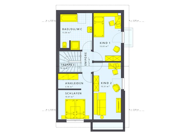 Fertighaus SOLUTION 124 V3 von Living Fertighaus Schlüsselfertig ab 92350€, Satteldach-Klassiker Grundriss 2