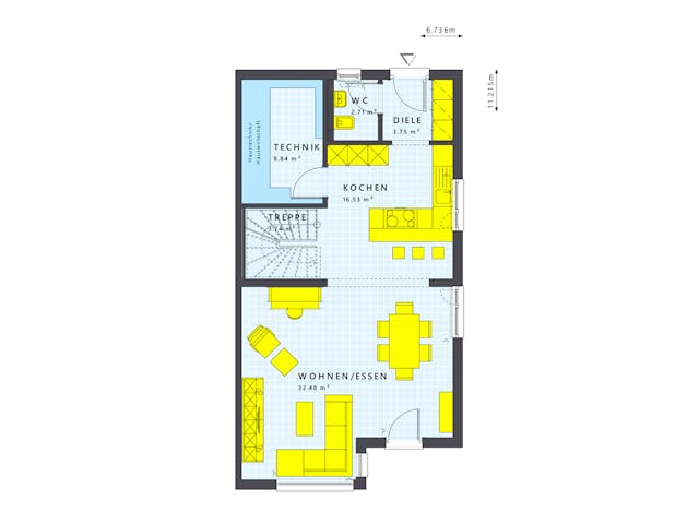 Fertighaus SOLUTION 124 XL V4 von Living Fertighaus Schlüsselfertig ab 400921€, Satteldach-Klassiker Grundriss 1