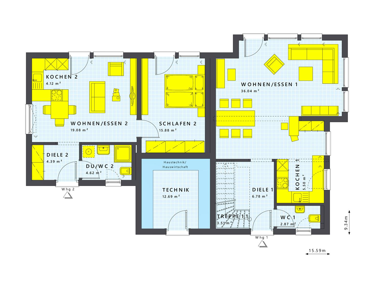 Fertighaus SOLUTION 183 V3 von Living Fertighaus Schlüsselfertig ab 478310€, Satteldach-Klassiker Innenansicht 1