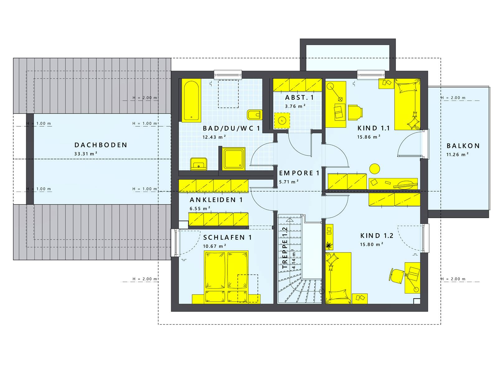 Fertighaus SOLUTION 183 V4 von Living Fertighaus Schlüsselfertig ab 476197€, Satteldach-Klassiker Innenansicht 2