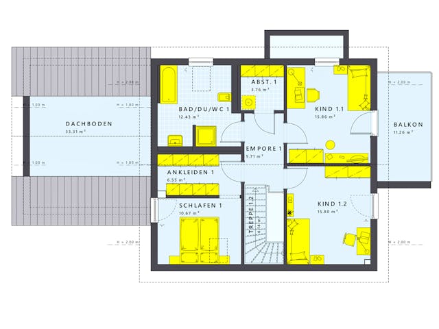 Fertighaus SOLUTION 183 V4 von Living Fertighaus Schlüsselfertig ab 476197€, Satteldach-Klassiker Innenansicht 2