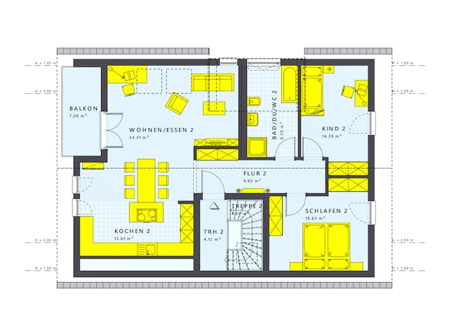 Fertighaus SOLUTION 204 V4 L von Living Fertighaus Schlüsselfertig ab 489357€, Satteldach-Klassiker Grundriss 2