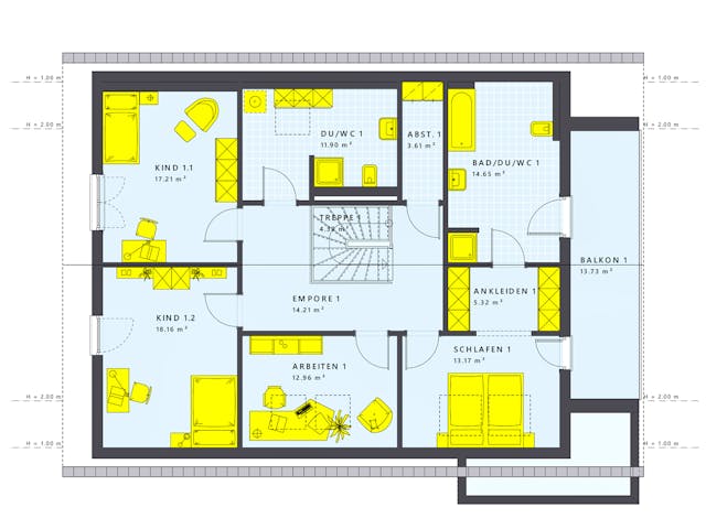 Fertighaus SOLUTION 230 V2 von Living Fertighaus Schlüsselfertig ab 540527€, Satteldach-Klassiker Grundriss 1