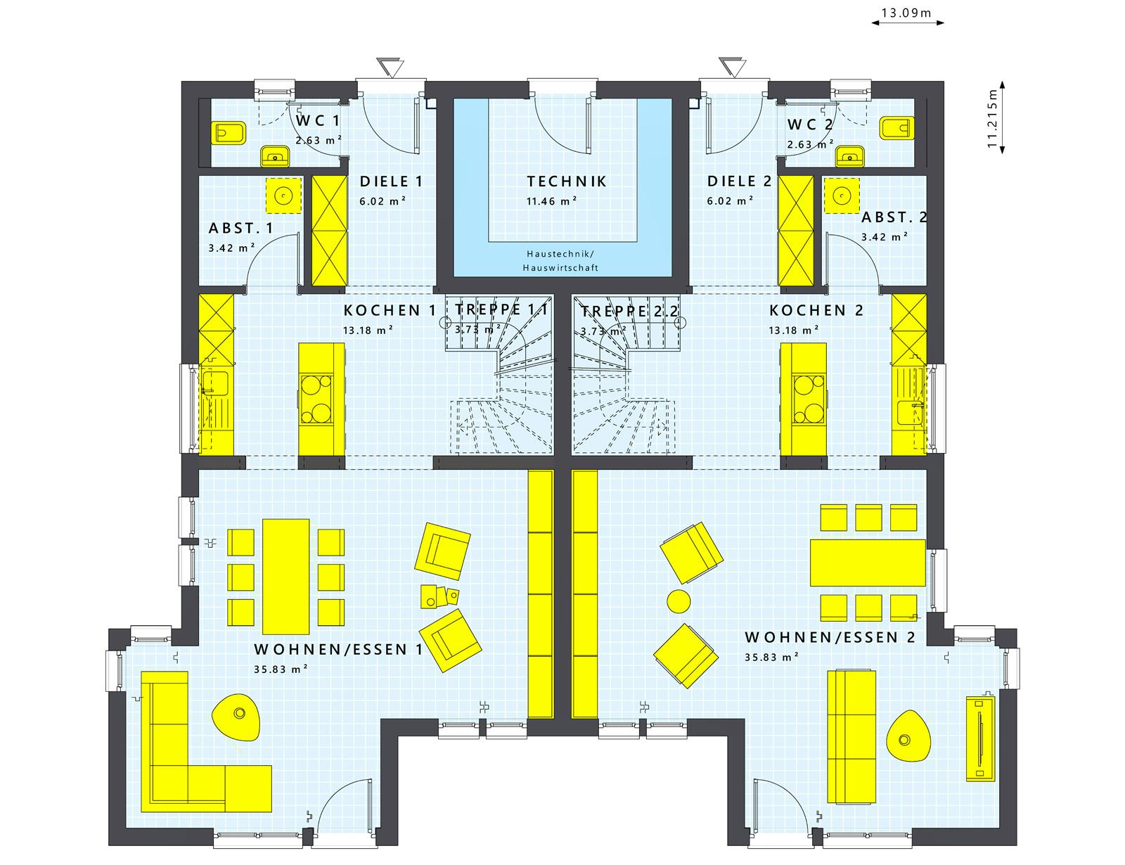 Fertighaus SOLUTION 242 V6 von Living Fertighaus Schlüsselfertig ab 589769€, Stadtvilla Grundriss 1