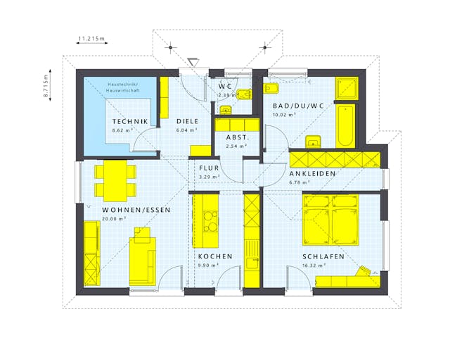 Fertighaus SOLUTION 82 V3 von Living Fertighaus Schlüsselfertig ab 332437€, Bungalow Grundriss 1