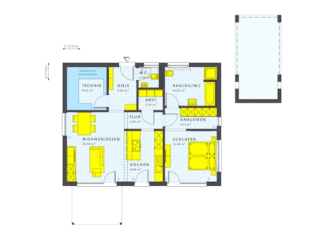 Fertighaus SOLUTION 82 V4 von Living Fertighaus Schlüsselfertig ab 279018€, Bungalow Grundriss 1