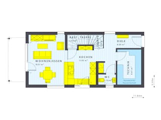 Fertighaus SUNSHINE 107 V2 von Living Fertighaus Schlüsselfertig ab 351141€, Satteldach-Klassiker Innenansicht 1
