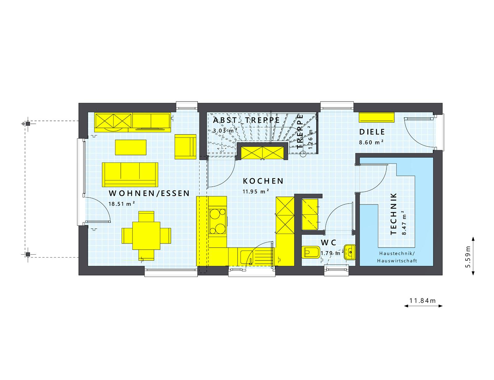 Fertighaus SUNSHINE 107 V2 von Living Fertighaus Schlüsselfertig ab 294817€, Satteldach-Klassiker Innenansicht 1