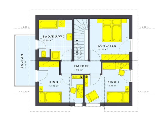 Fertighaus SUNSHINE 113 V4 von Living Fertighaus Schlüsselfertig ab 296744€, Satteldach-Klassiker Innenansicht 2