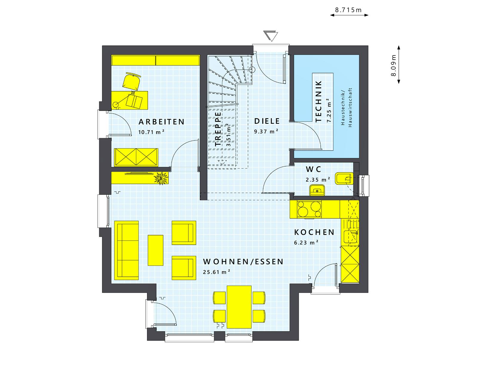 Fertighaus SUNSHINE 113 V5 von Living Fertighaus Schlüsselfertig ab 296744€, Satteldach-Klassiker Innenansicht 1