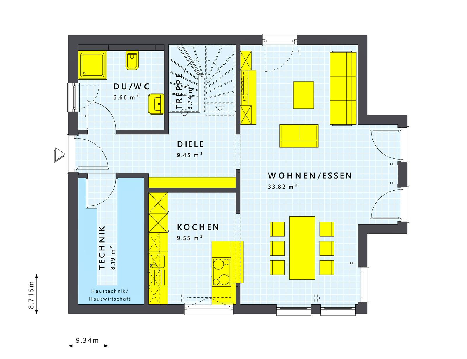 Fertighaus SUNSHINE 136 V4 von Living Fertighaus Schlüsselfertig ab 316704€, Satteldach-Klassiker Innenansicht 1