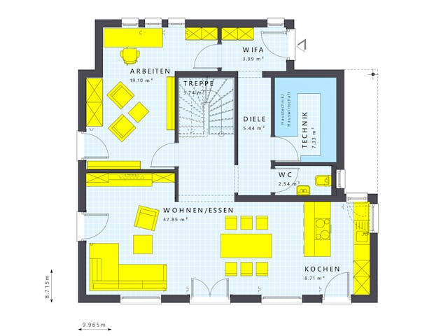 Fertighaus SUNSHINE 143 V2 von Living Fertighaus Schlüsselfertig ab 324068€, Satteldach-Klassiker Grundriss 1