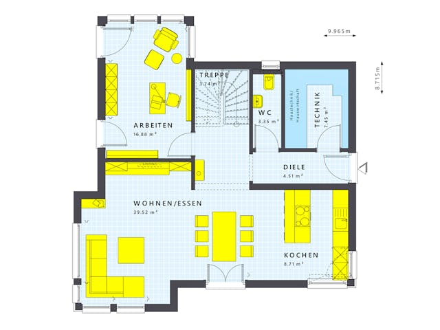 Fertighaus SUNSHINE 143 V3 von Living Fertighaus Schlüsselfertig ab 325265€, Satteldach-Klassiker Grundriss 1