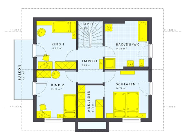 Fertighaus SUNSHINE 143 V4 von Living Fertighaus Schlüsselfertig ab 325537€, Satteldach-Klassiker Grundriss 2