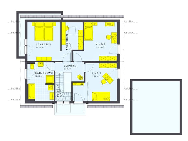 Fertighaus SUNSHINE 165 V2 von Living Fertighaus Schlüsselfertig ab 360009€, Satteldach-Klassiker Grundriss 2