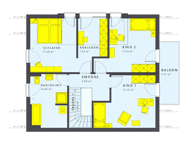 Fertighaus SUNSHINE 165 V3 von Living Fertighaus Schlüsselfertig ab 360188€, Satteldach-Klassiker Grundriss 2