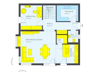Fertighaus SUNSHINE 167 V4 von Living Fertighaus Schlüsselfertig ab 364651€, Satteldach-Klassiker Innenansicht 1