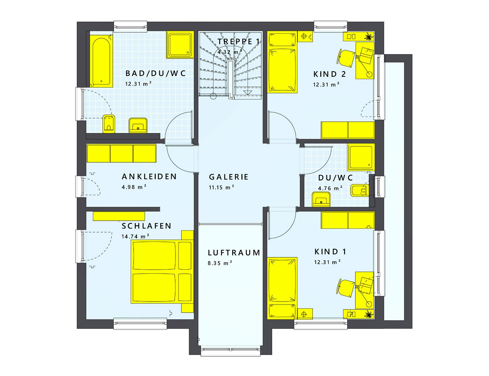 Fertighaus SUNSHINE 167 V7 von Living Fertighaus Schlüsselfertig ab 398244€, Cubushaus Innenansicht 2