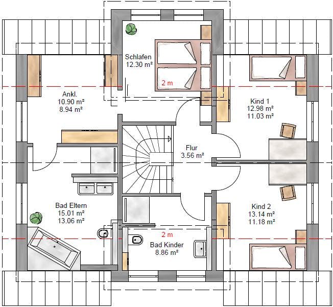 Fertighaus Lifestyle 156 von Suckfüll Energiesparhaus Schlüsselfertig ab 397450€, Satteldach-Klassiker Grundriss 2