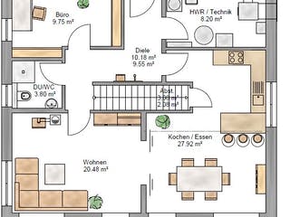 Fertighaus Lifestyle 163 von Suckfüll Energiesparhaus Schlüsselfertig ab 434588€, Satteldach-Klassiker Grundriss 1