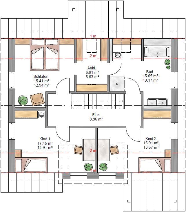 Fertighaus Lifestyle 163 von Suckfüll Energiesparhaus Schlüsselfertig ab 386300€, Satteldach-Klassiker Grundriss 2