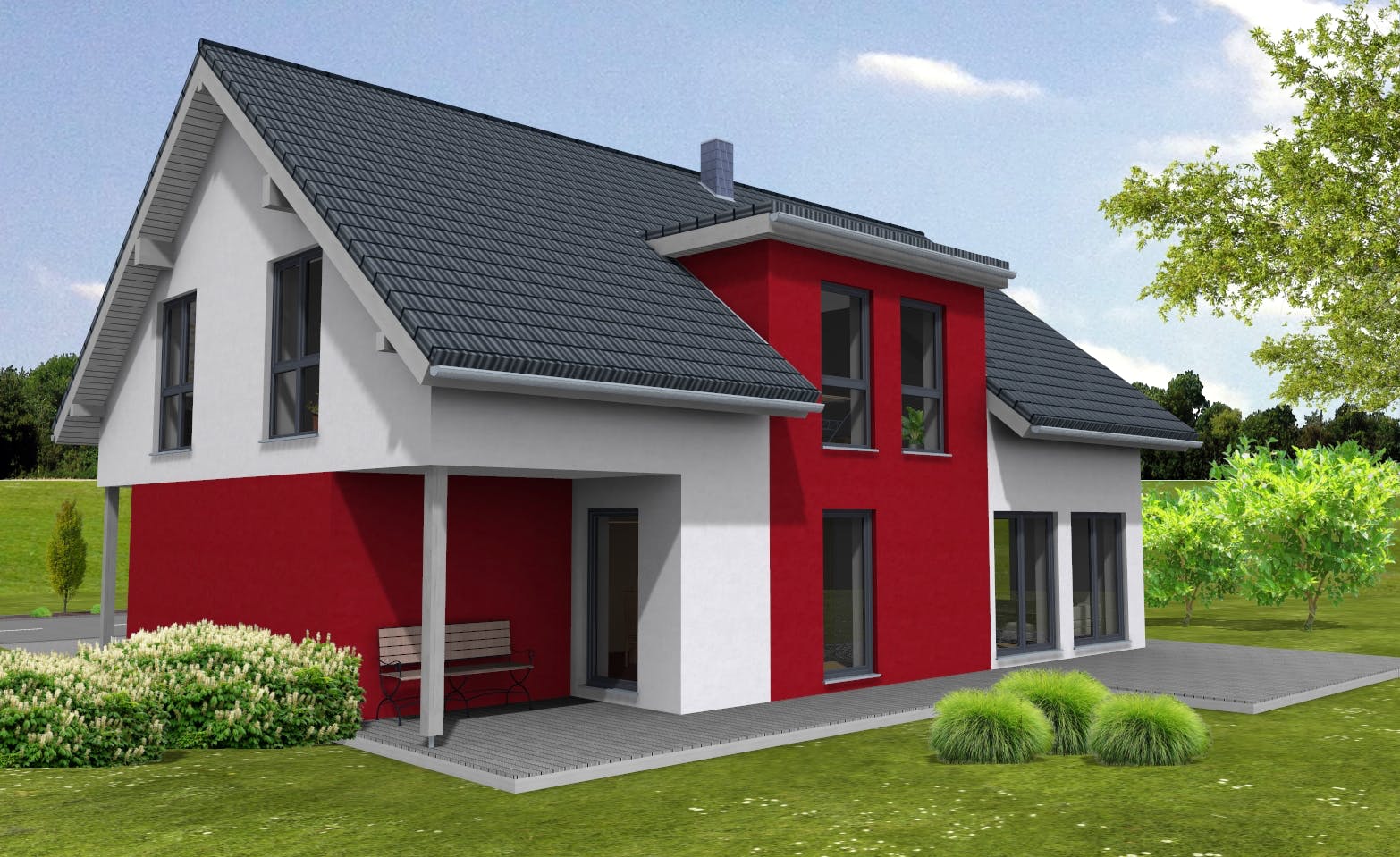 Fertighaus Lifestyle 219 - inkl. überbauter Garage von Suckfüll Energiesparhaus Schlüsselfertig ab 474750€, Außenansicht 1