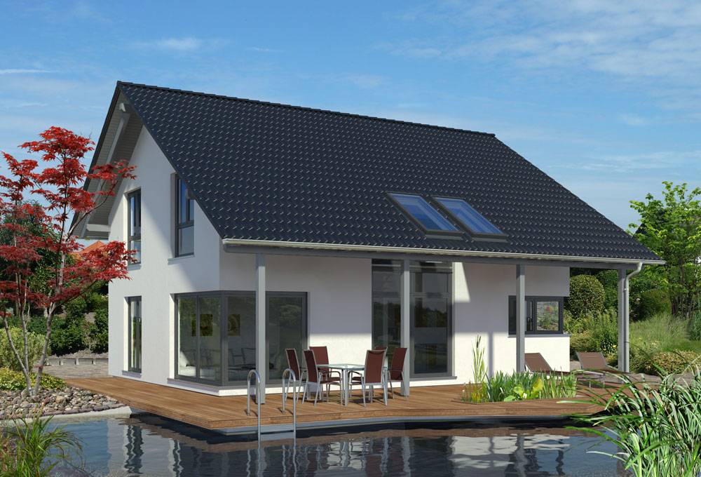 Fertighaus Linear von Meisterstück-HAUS, Satteldach-Klassiker Außenansicht 1