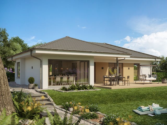 Fertighaus SOLUTION 110 V3 von Living Fertighaus Schlüsselfertig ab 386578€, Bungalow Außenansicht 1