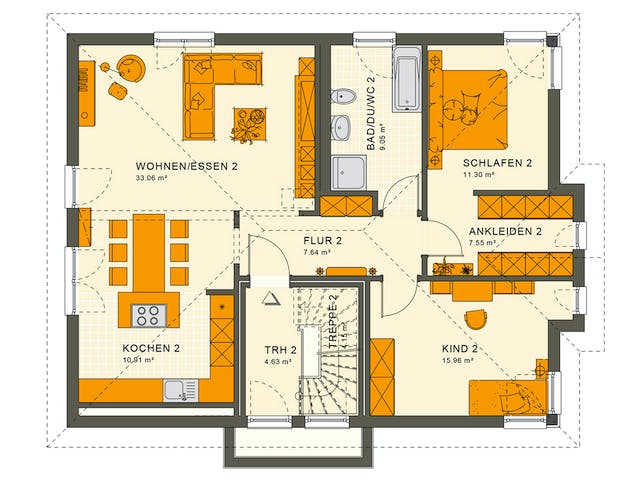 Fertighaus SOLUTION 204 V7 L von Living Fertighaus Ausbauhaus ab 518569€, Stadtvilla Grundriss 2