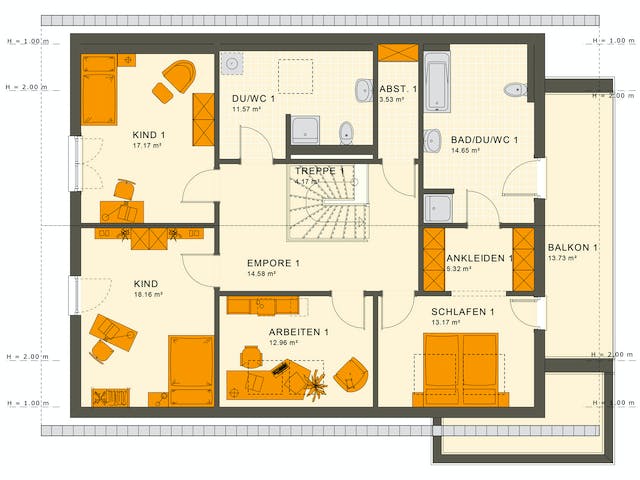 Fertighaus SOLUTION 230 V2 von Living Fertighaus Ausbauhaus ab 540527€, Satteldach-Klassiker Grundriss 2