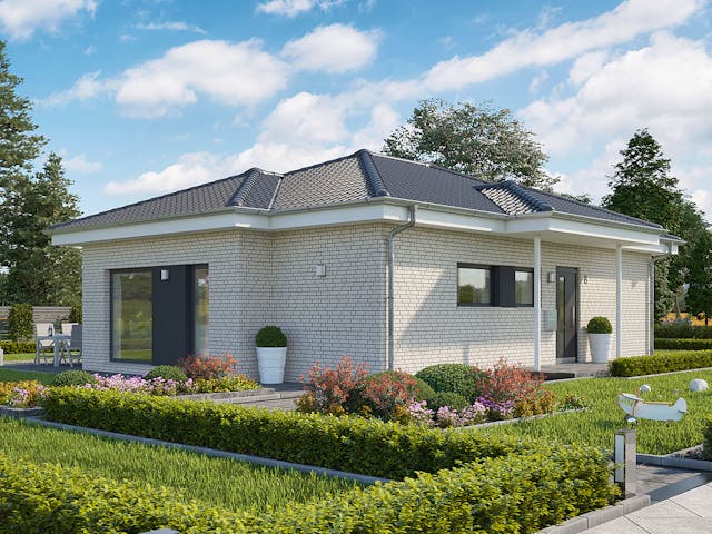 Fertighaus SOLUTION 82 V3 von Living Fertighaus Schlüsselfertig ab 332437€, Bungalow Außenansicht 1