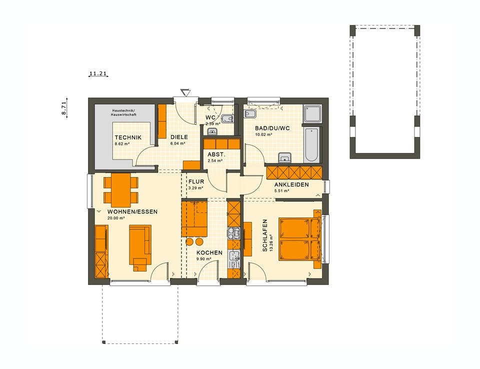 Fertighaus SOLUTION 82 V4 von Living Fertighaus Ausbauhaus ab 265637€, Bungalow Grundriss 1