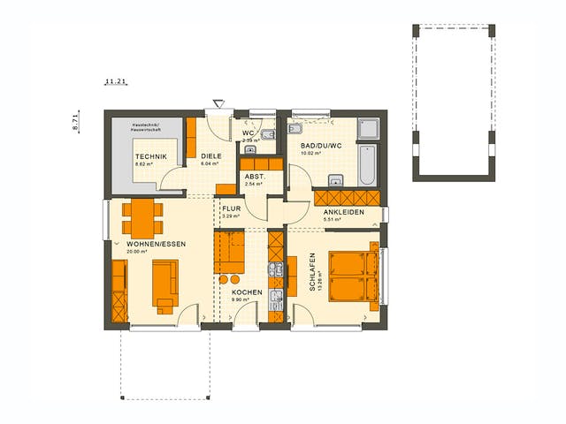 Fertighaus SOLUTION 82 V4 von Living Fertighaus Ausbauhaus ab 279018€, Bungalow Grundriss 1