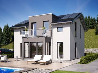 Fertighaus SUNSHINE 125 V4 von Living Fertighaus Schlüsselfertig ab 301963€, Satteldach-Klassiker Außenansicht 1