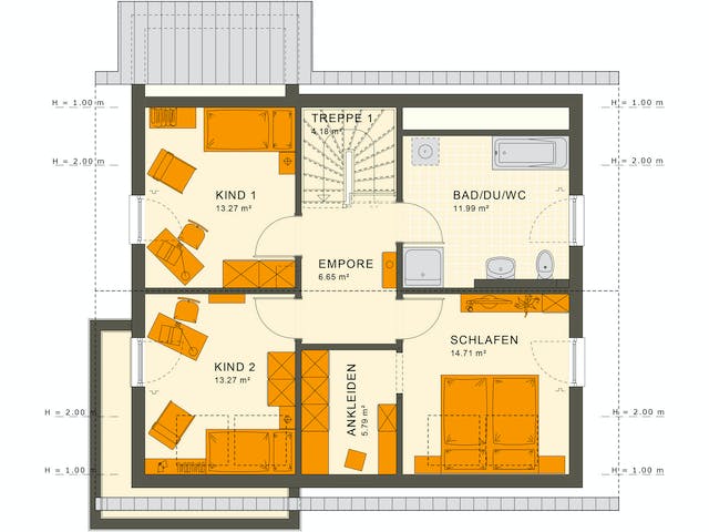 Fertighaus SUNSHINE 143 V3 von Living Fertighaus Ausbauhaus ab 325265€, Satteldach-Klassiker Grundriss 2