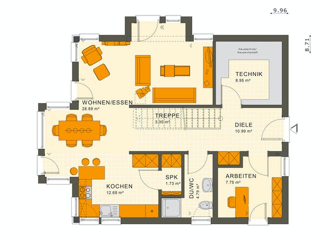 Fertighaus SUNSHINE 144 V3 von Living Fertighaus Ausbauhaus ab 338181€, Satteldach-Klassiker Grundriss 1