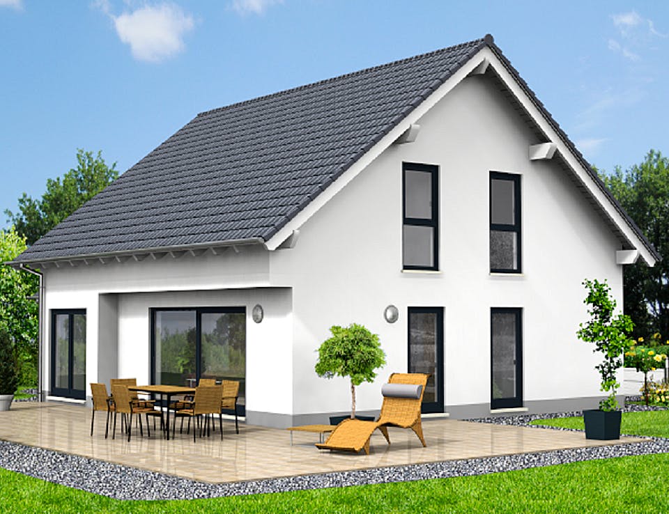 Massivhaus Haus 1 von Loewenfeld Bauen Schlüsselfertig ab 399000€, Satteldach-Klassiker Außenansicht 1