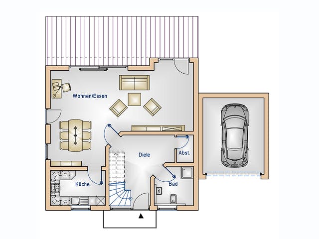 Massivhaus Haus 1 von Loewenfeld Bauen Schlüsselfertig ab 399000€, Satteldach-Klassiker Grundriss 1