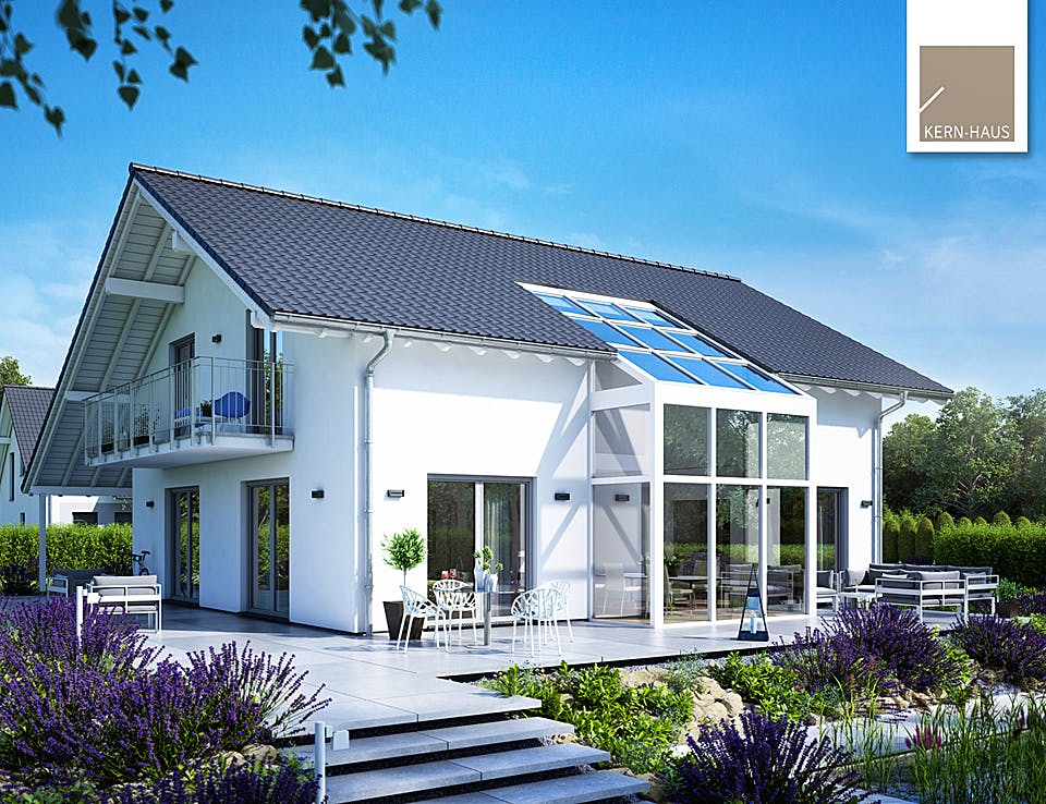 Massivhaus Familienhaus Luce von Kern-Haus Schlüsselfertig ab 613900€, Satteldach-Klassiker Außenansicht 2