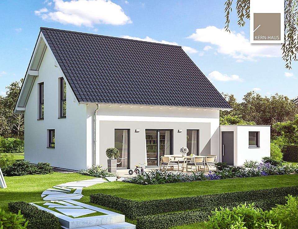 Massivhaus Familienhaus Luna von Kern-Haus Schlüsselfertig ab 313900€, Satteldach-Klassiker Außenansicht 1