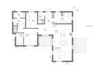 Fertighaus Bungalow Pultdach 145 von LUXHAUS, Bungalow Grundriss 1