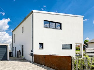 Fertighaus Pultdach Klassik 166 von LUXHAUS, Pultdachhaus Außenansicht 3