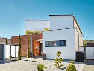 Fertighaus Pultdach Klassik 197 von LUXHAUS, Pultdachhaus Außenansicht 1