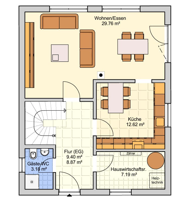 Fertighaus Madrid - Stadtvilla von Fingerhut Haus Schlüsselfertig ab 397496€, Stadtvilla Grundriss 1