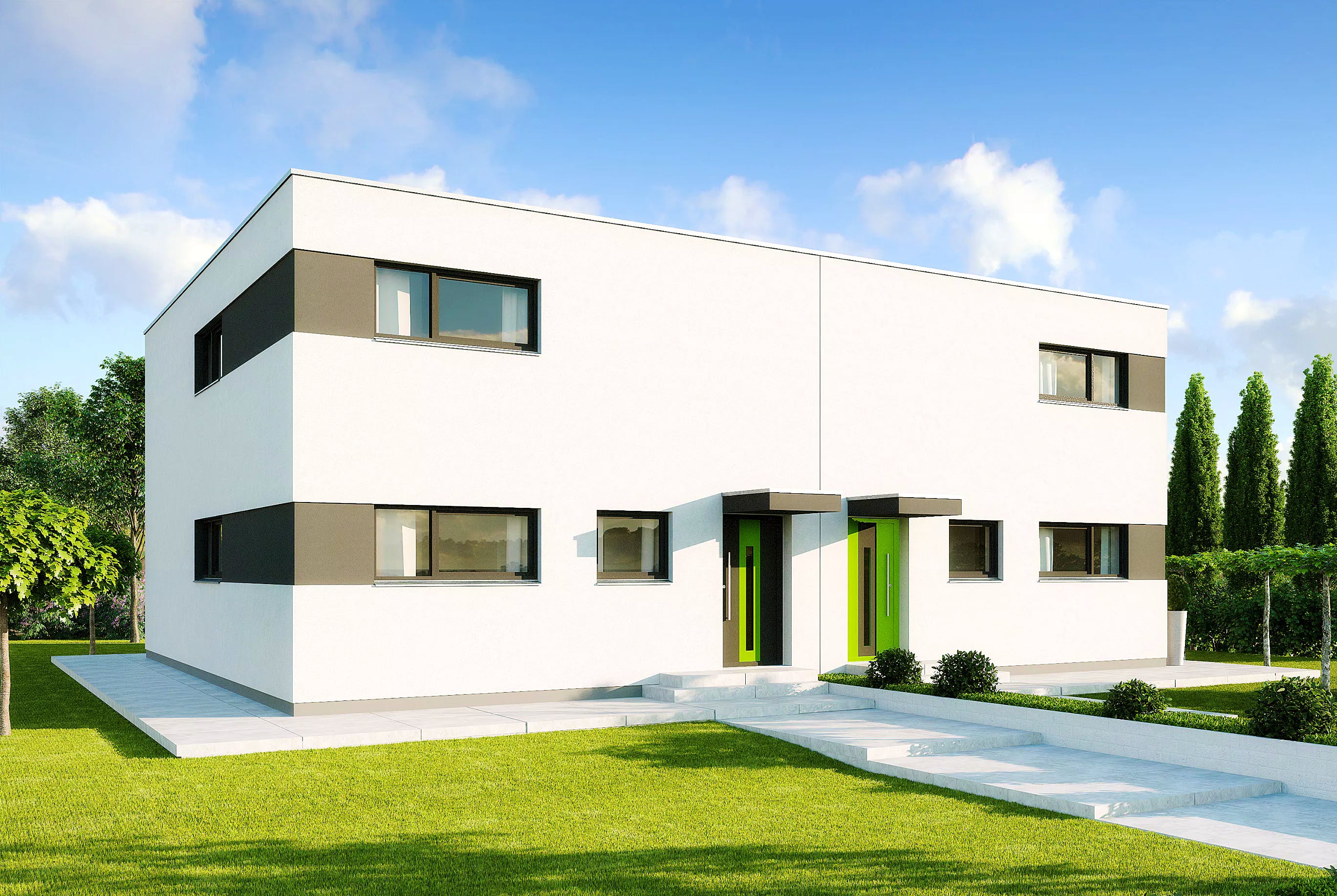 Fertighaus Mailand von GUSSEK HAUS Schlüsselfertig ab 335400€, Cubushaus Außenansicht 1