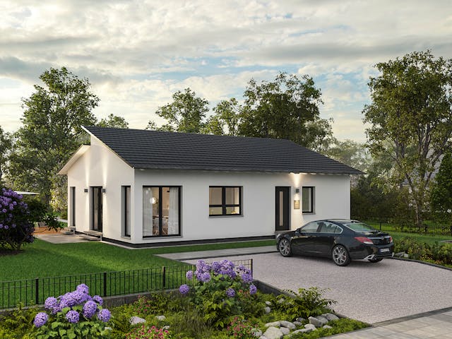 Fertighaus ComfortStyle 10.01 P von massa haus Ausbauhaus ab 140999€, Bungalow Außenansicht 1