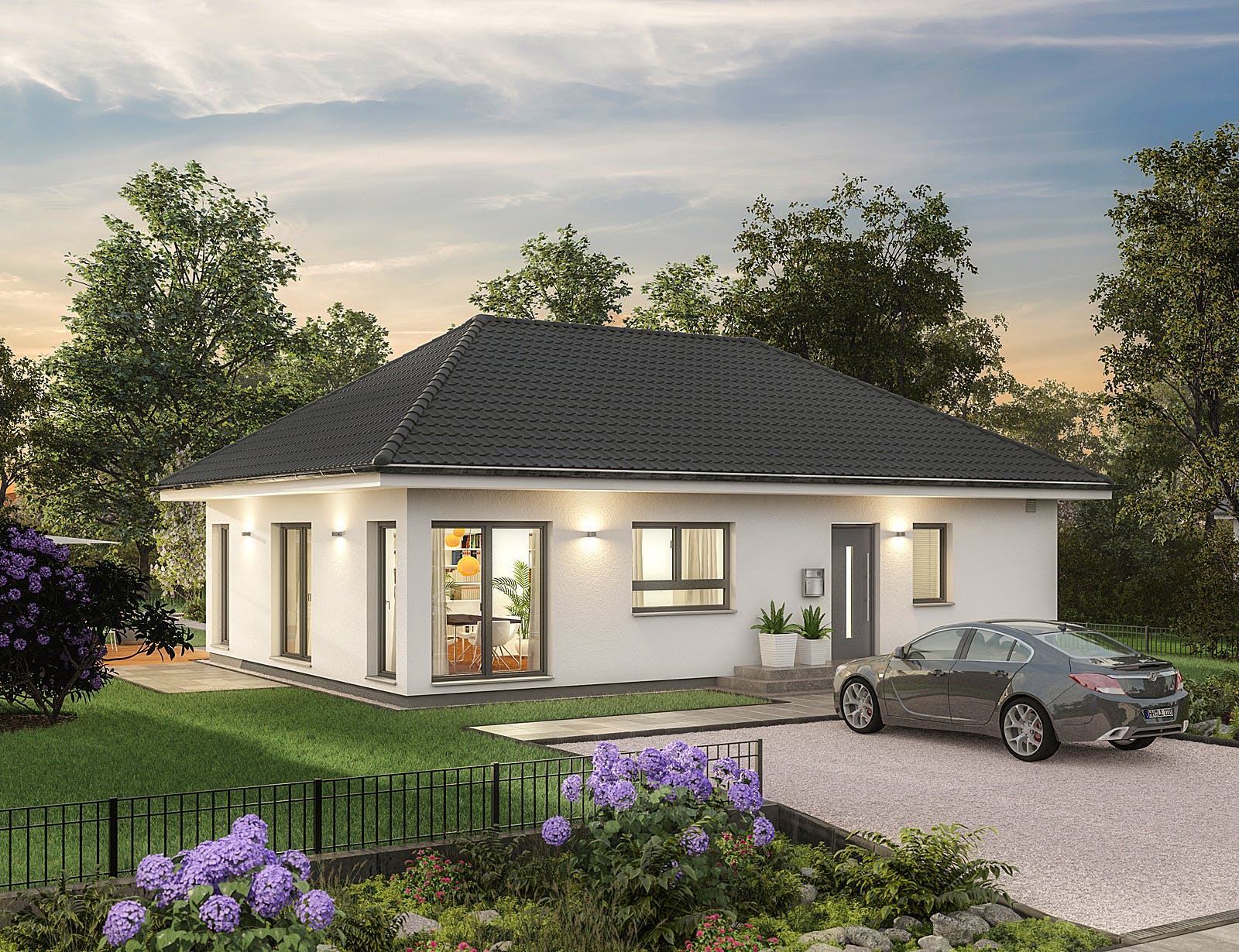 Fertighaus ComfortStyle 10.01 W von massa haus Ausbauhaus ab 134999€, Bungalow Außenansicht 2