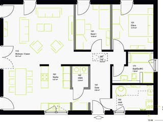 Fertighaus ComfortStyle 10.01 W von massa haus Ausbauhaus ab 134999€, Bungalow Grundriss 1